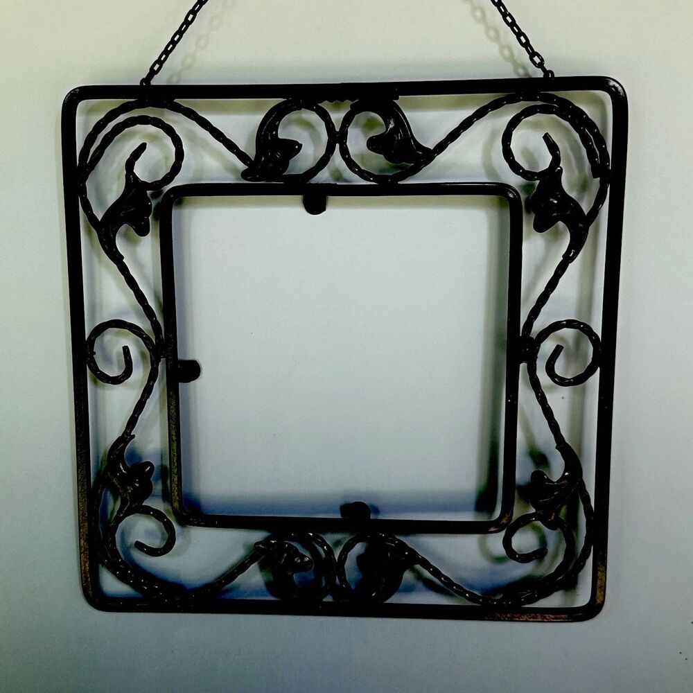 Vintage Black Metal Ornate Photo Frame Dark Academia Gothic Farmhouse Wall Decor